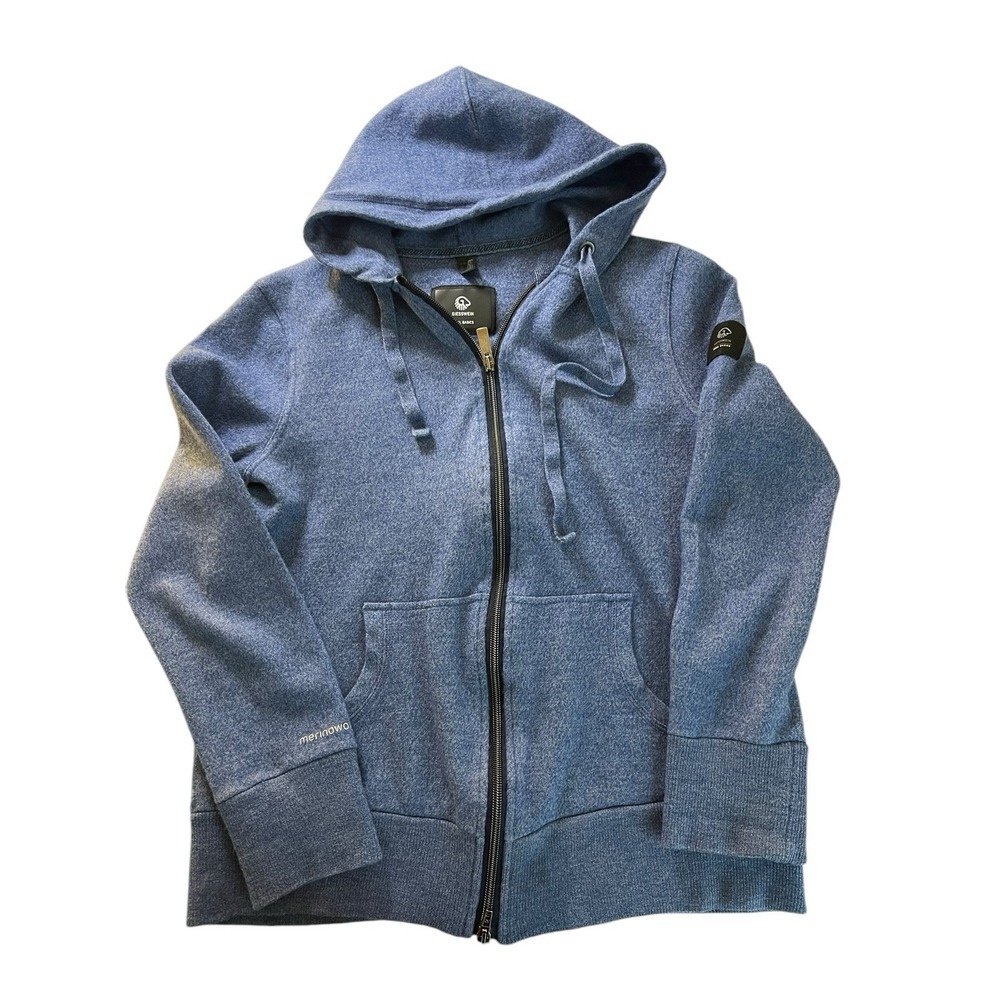 Giesswein Wool Basics Size 8 Hooded‎ Jacket Merino Virgin D 38 F 40 Blue Zip